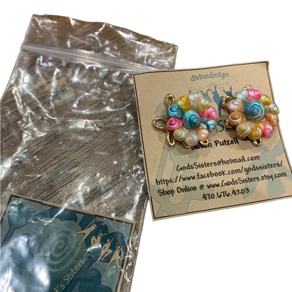 Devine Design Hand Made Shell Ocean Sea Shells Colors Gold - Picture 11 of 12